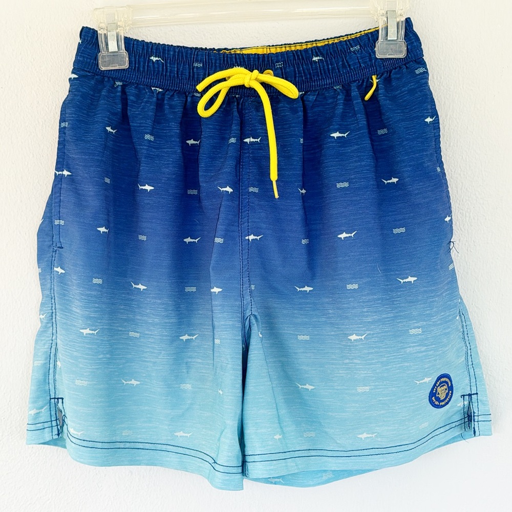 Banana Boat men’s blue ombré shark UPF 50+ sun protection swim trunks small